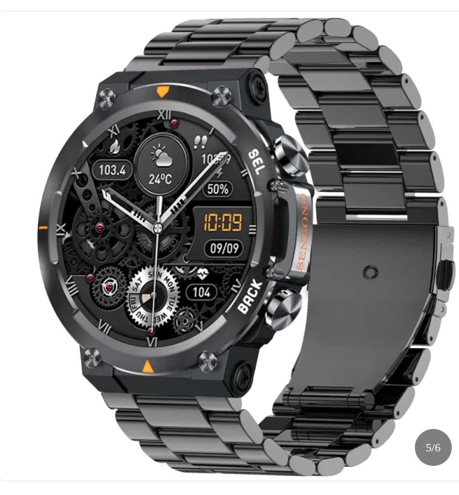 Rugged Smart Watch for Men - 1.43" AMOLED Display, Bluetooth Calls & AI Voice Assistant