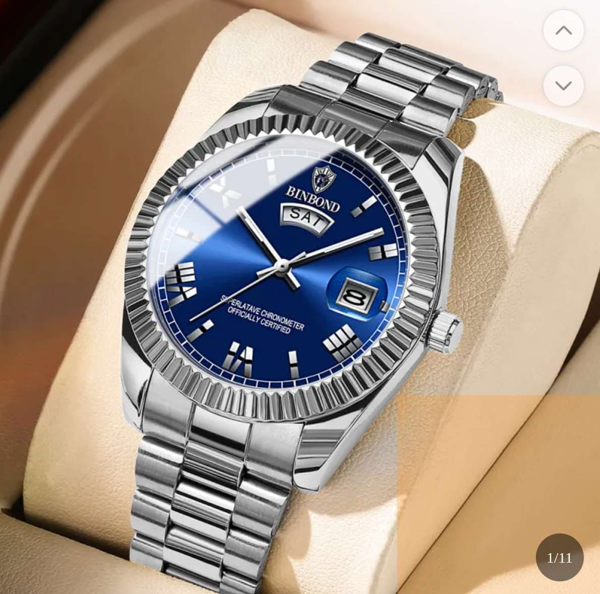 Men's Luxury Day-Date Watch – Gold & Silver Stainless Steel, Quartz Movement, Waterproof Business Dress Watch